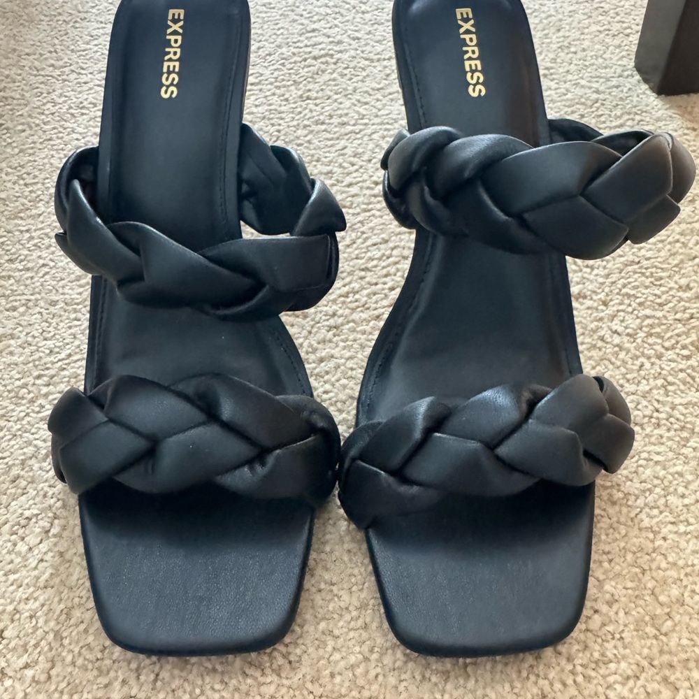 Express Black Braided Heeled Sandals sz 10